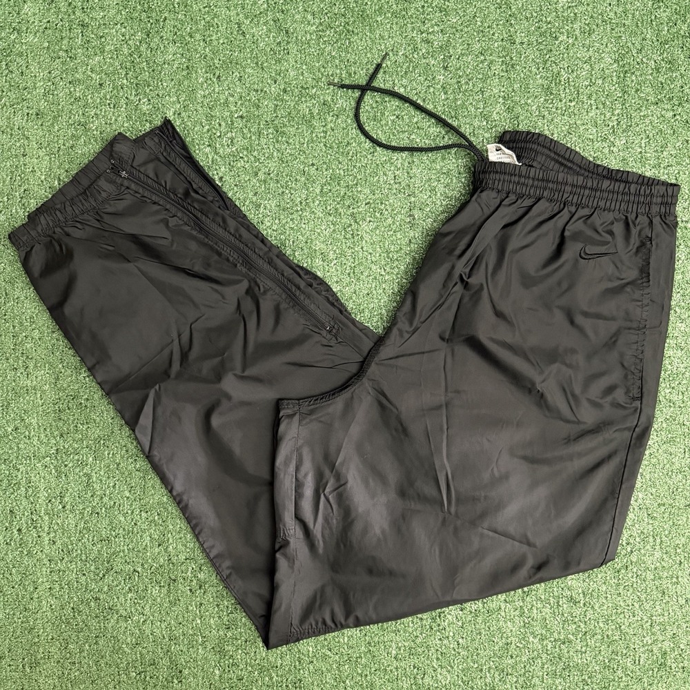 Nike Windbreaker Pants XL Black Vintage 90s Track Joggers Zipper Cuffs Light